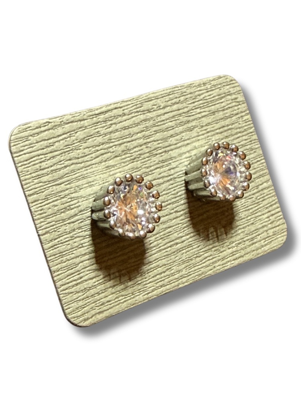 Round Clear Crystal Halo Stud Earrings - Silver-Tone